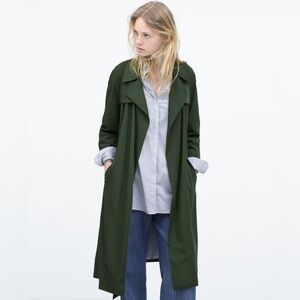 Zara Dark Green Trench Coat